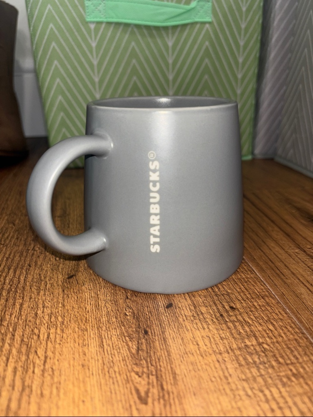 Starbucks Matte Gray Ceramic Mug with Vertical Logo